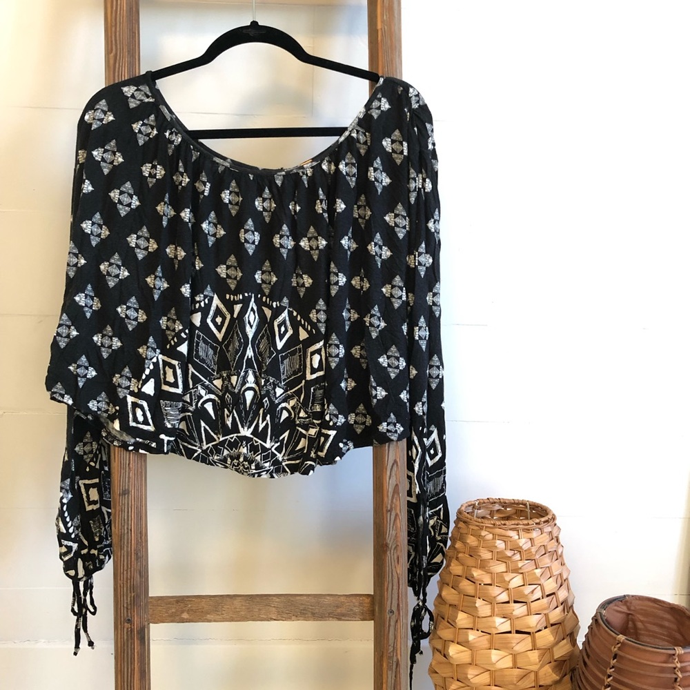 Free People Dazed Swing Top in Washed Black